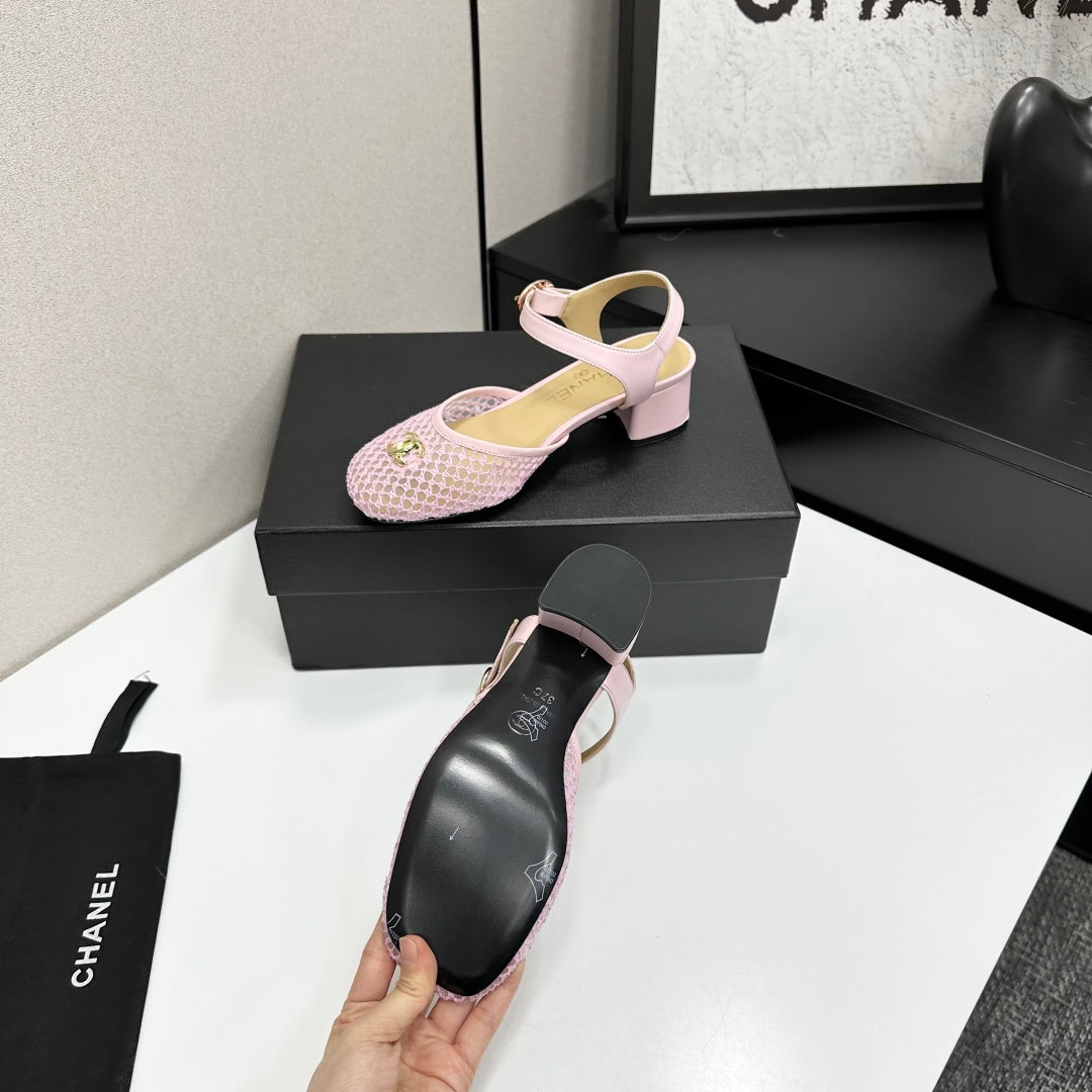 CC 2026 Mary Jane Sandals 45 Light Pink Satin Cowhide 668116