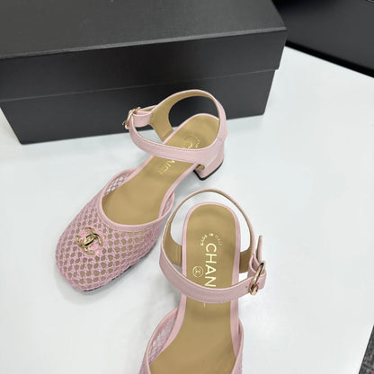 CC 2026 Mary Jane Sandals 45 Light Pink Satin Cowhide 668116