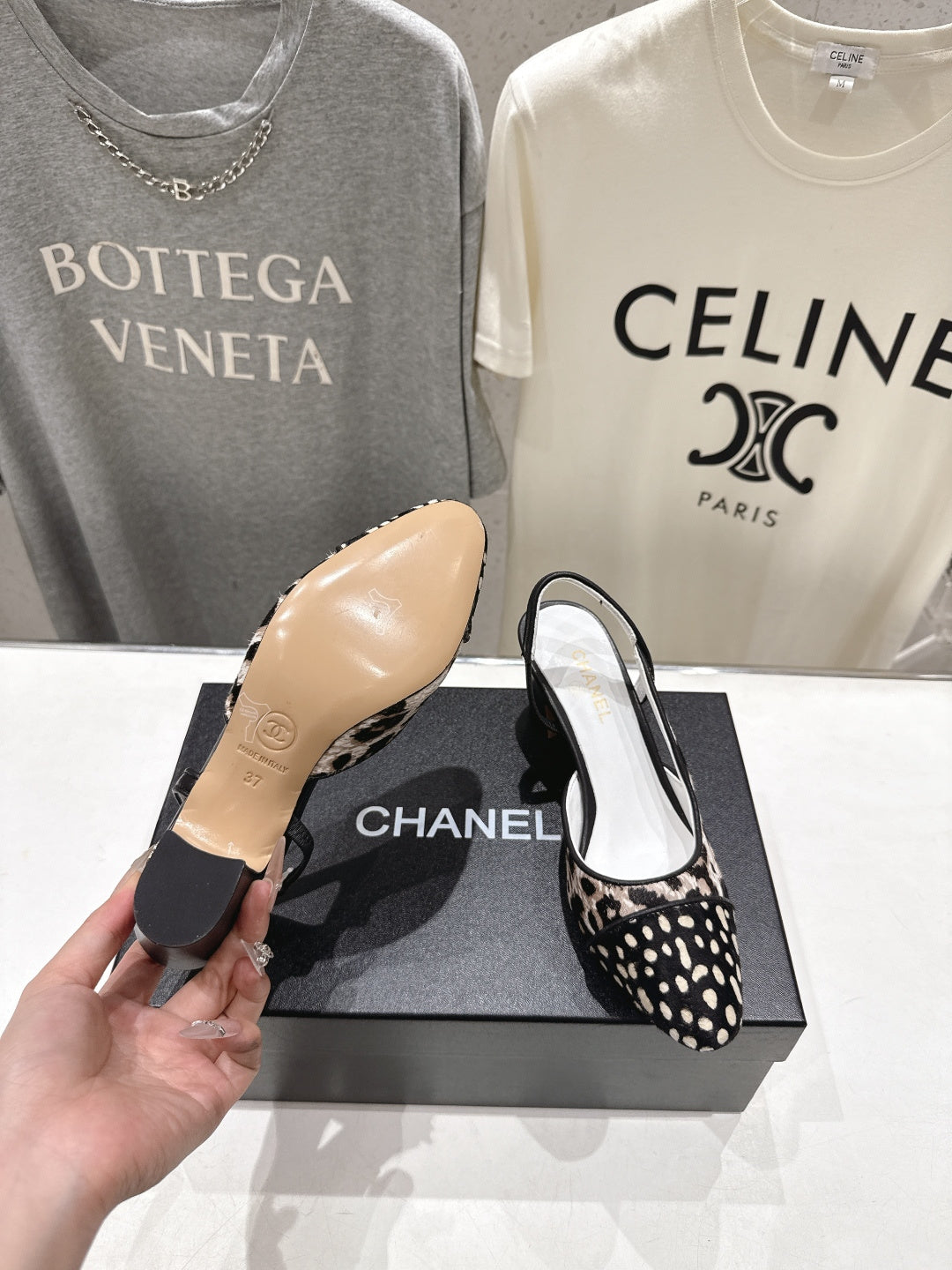 Chanel 2026 Round Toe High Heel Sandal Black Imported Horsehair Sheepskin 713041
