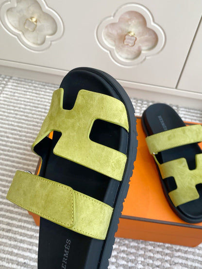 HM 2026 Velcro Slippers Lime Green Suede 667462