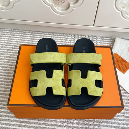 HM 2026 Velcro Slippers Lime Green Suede 667462