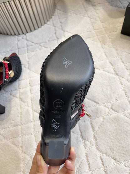 Chanel 2026 Open-toe Mule 75mm Mesh Sheepskin 808075