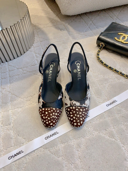 Chanel 2026 Slingback White Brown Black Calfskin 556950