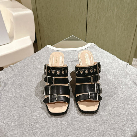 CD 26s High Heel Sandal 65 Black Beige Lambskin 661540