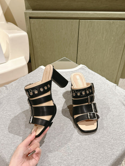 CD 26s High Heel Sandal 65 Black Beige Lambskin 661540
