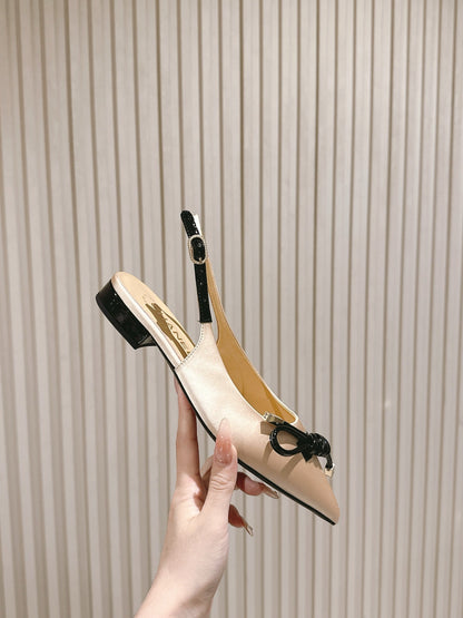 CC 26s Slingback Flat Beige Satin Sheepskin 658476