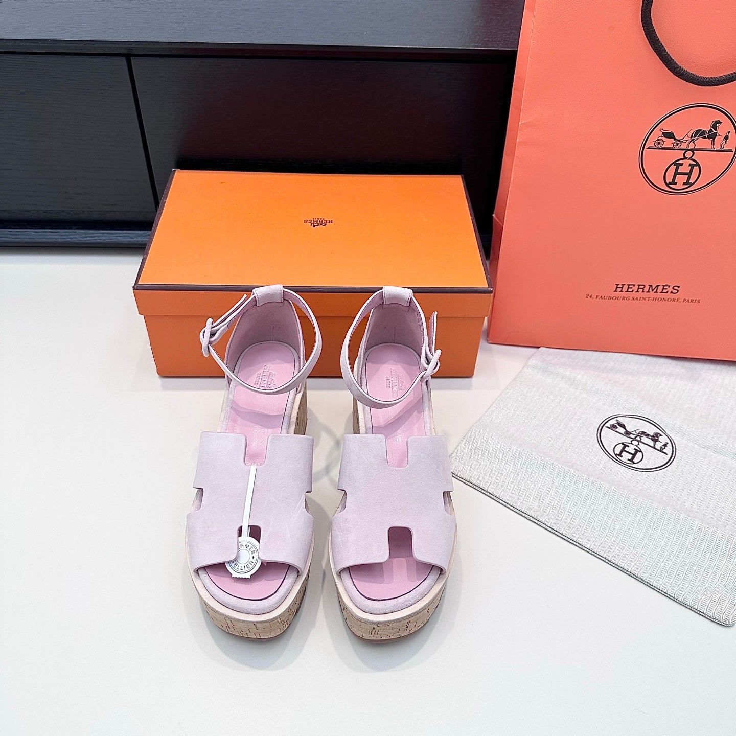 HM 26ss Platform Wedge Sandals 70 Light Purple Suede 622761