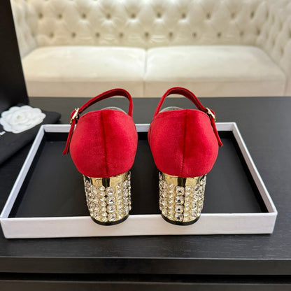 CC 2026 Mary Jane 65 Red Velvet Leather  700644