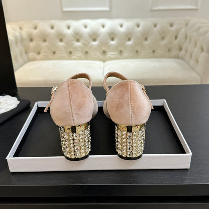 CC 2026 Mary Jane 65 Beige Black Velvet Leather  700646