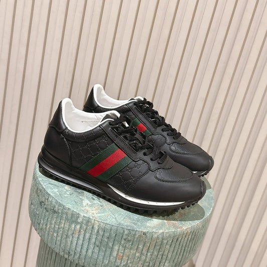 GG 26 Couple Sneakers Dark Red Beige Cowhide 630703