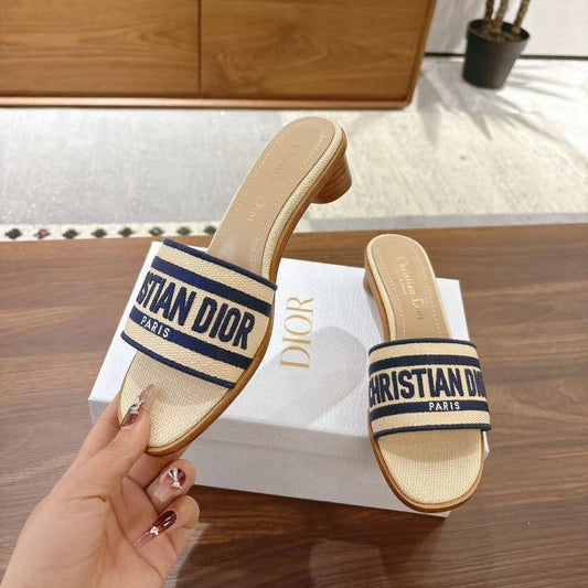 CD 26s Embroidered Sandals Canvas Sheepskin 664321