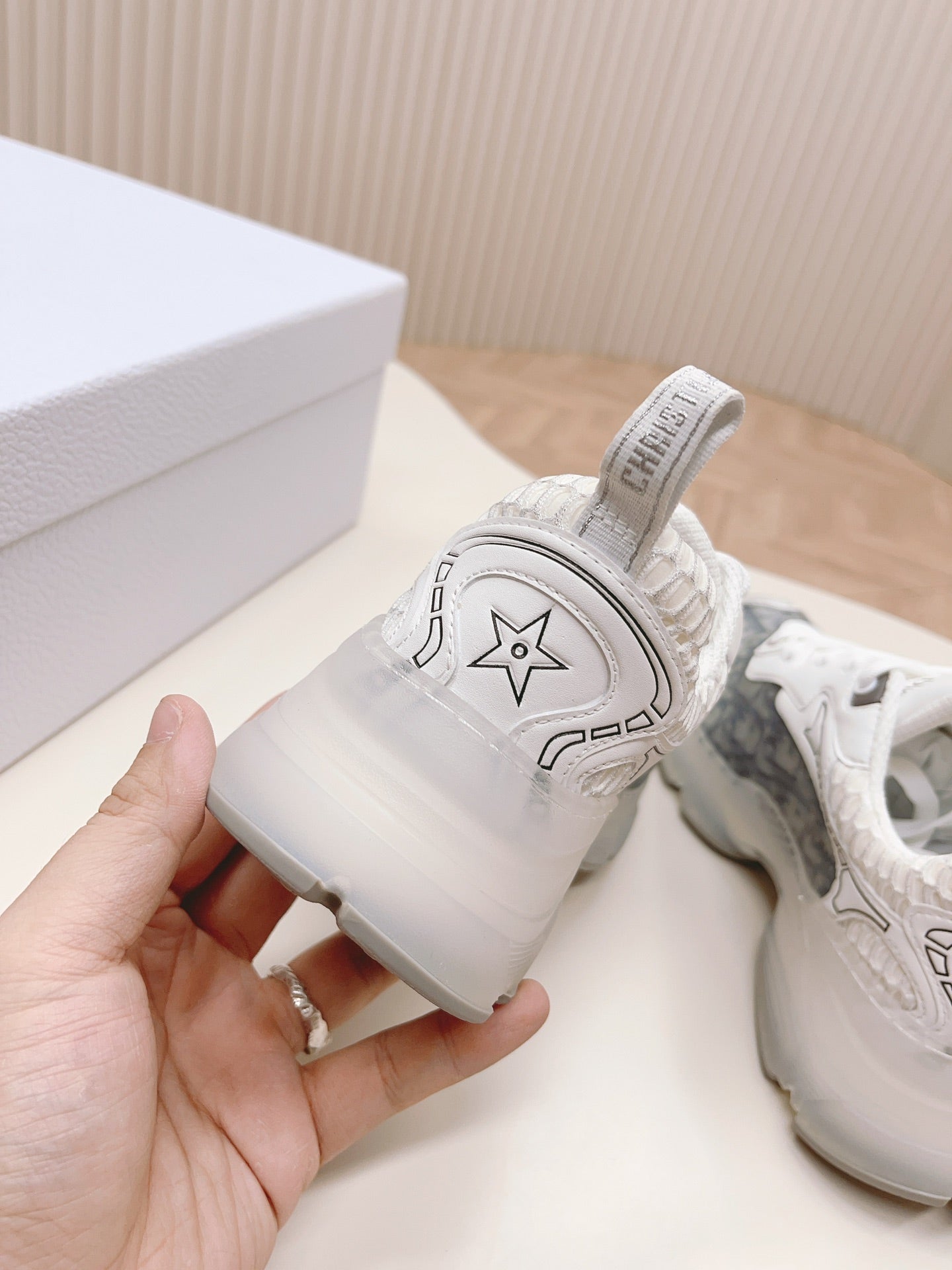 CD 26s Chrono Sneakers White Brown Canvas Rubber Mesh 643749