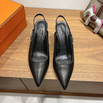 Hermes 2026 Lover 80 Slingback Pump Black Nappa Leather 526197