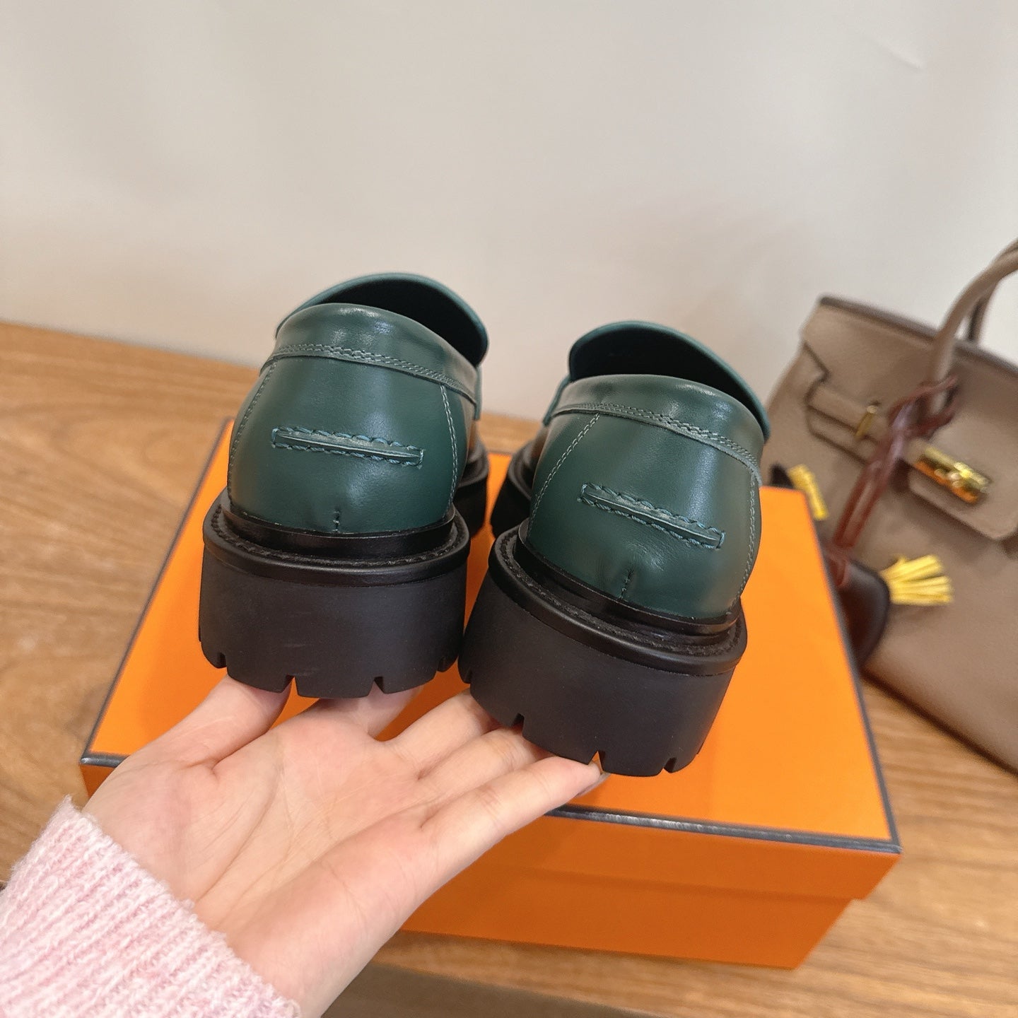 HM 26ss Loafers Dark Green Calfskin 638442