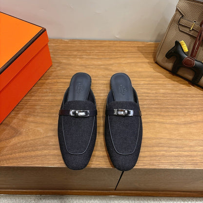 HM 26ss Mule Black Denim Calfskin 638478