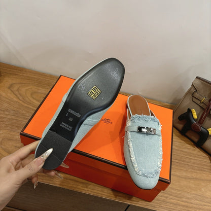 HM 26ss Mule Light Blue Denim Leather 638474