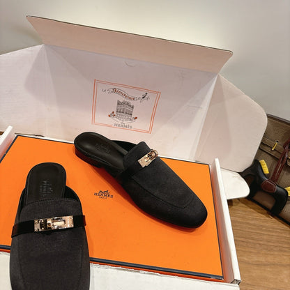 HM 26ss Mule Black Smooth Calfskin Leather 638476