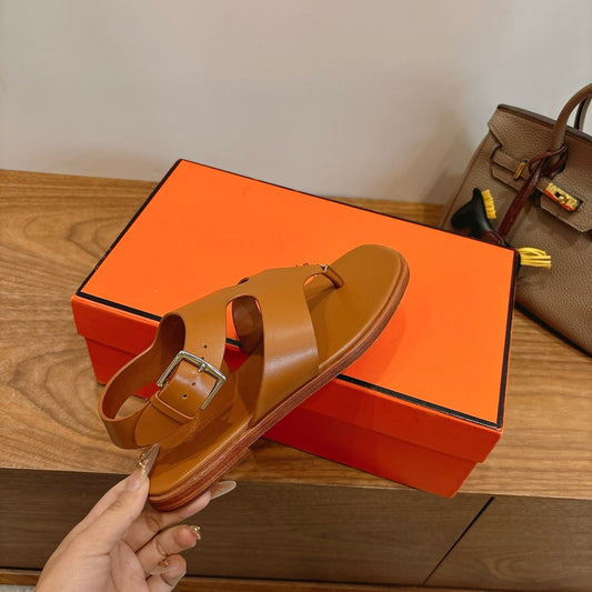 HM 26ss Thong Sandal Brown Calfskin 638405