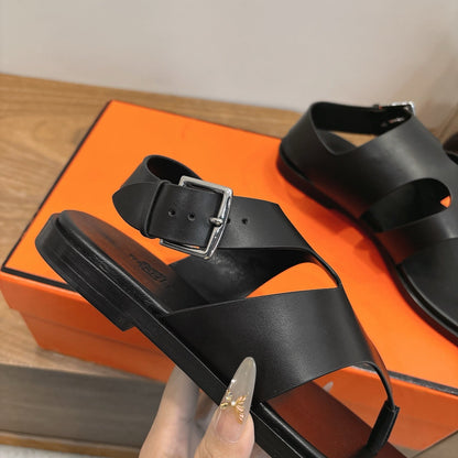HM 26ss Thong Sandal Black Calfskin 638406