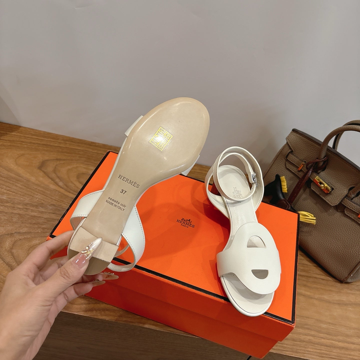 HM 26ss High Heel Sandal 50 White Calfskin 638409