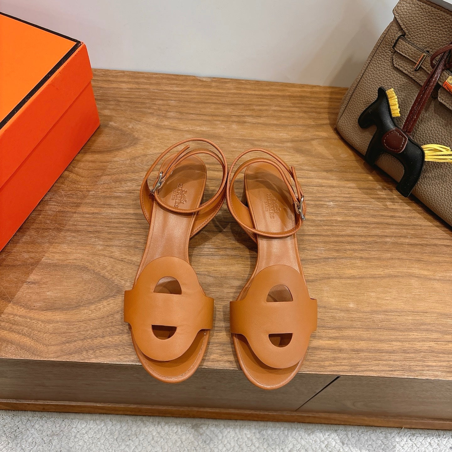 HM 26ss High Heel Sandal 50 Camel Brown Calfskin 638411
