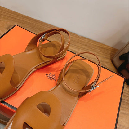 HM 26ss Flat Sandal Camel Brown Calfskin 638413