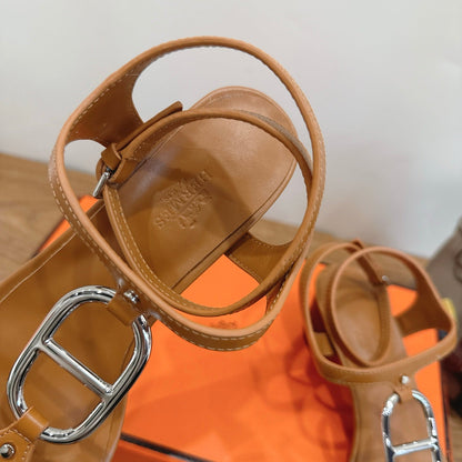 HM 26ss High-heeled Sandals 50 Brown Genuine Leather 638531