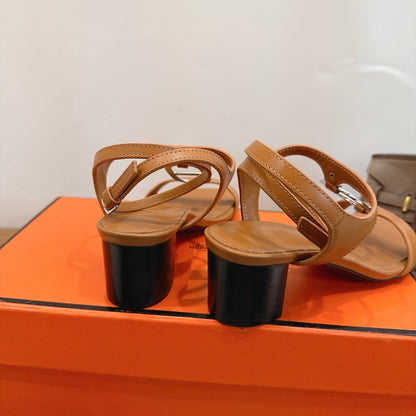 HM 26ss High-heeled Sandals 50 Brown Genuine Leather 638531