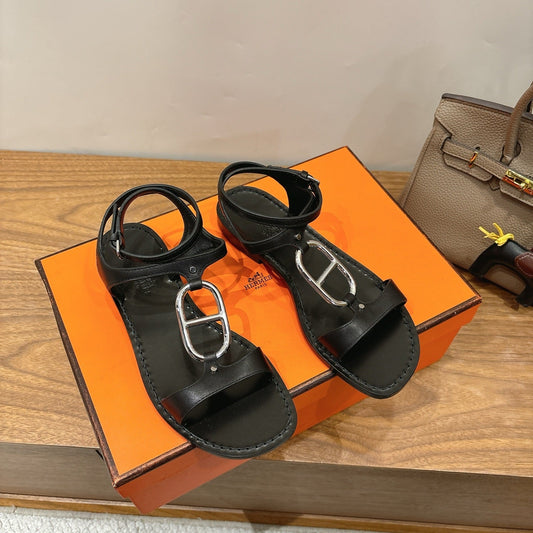 HM 26ss Sandals Black Genuine Leather 638533