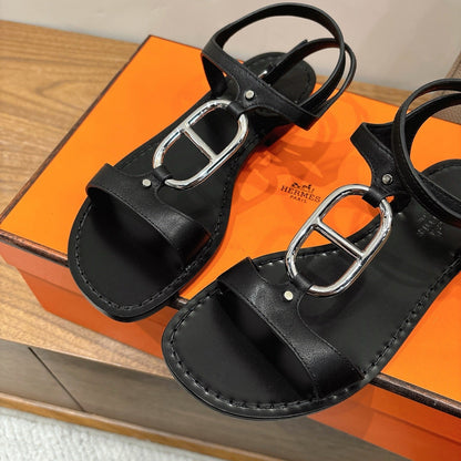 HM 26ss Sandals Black Genuine Leather 638533