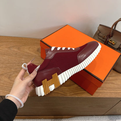 HM 26ss Sneakers Burgundy Leather 638577