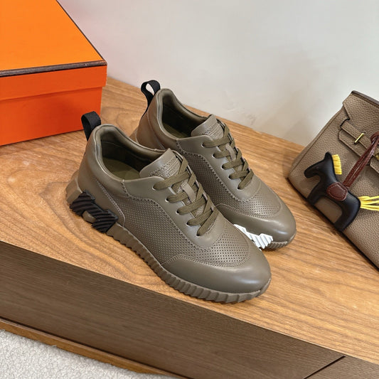 HM 26ss Sneakers Olive Green Leather 638569