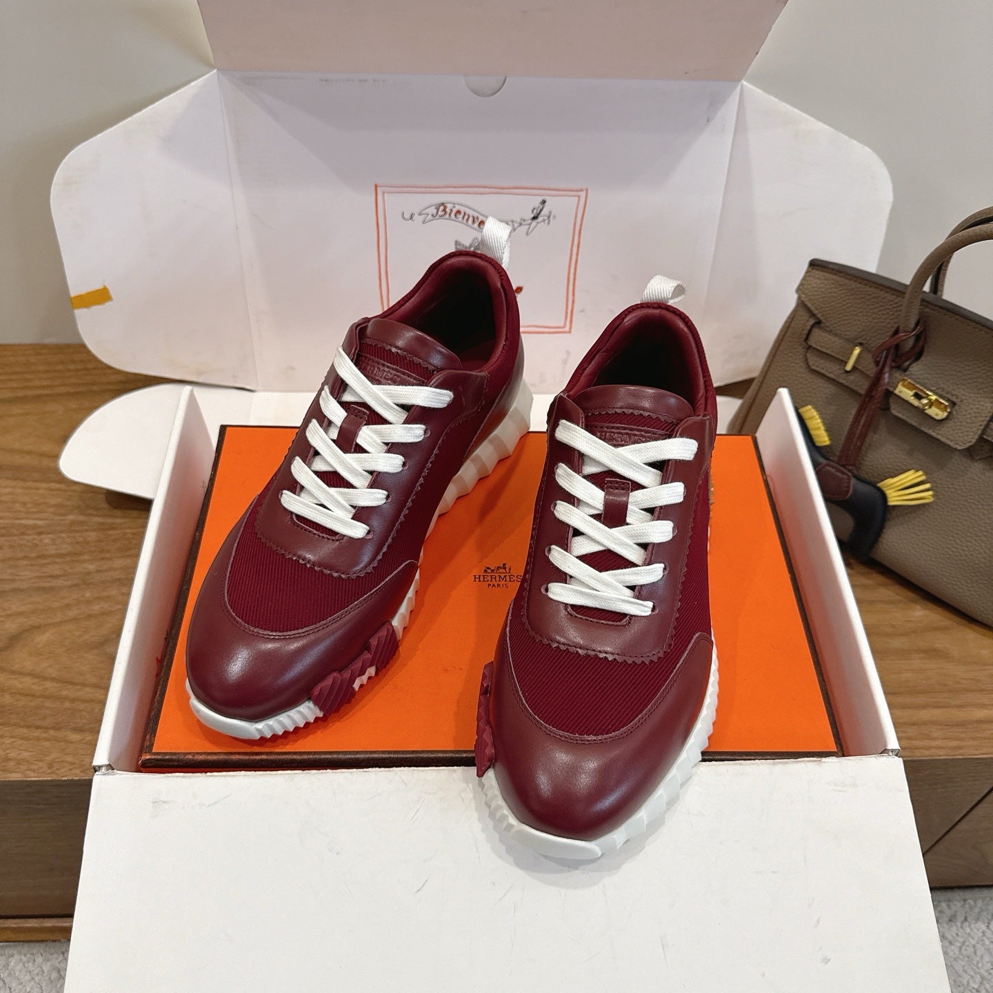 HM 26ss Sneakers Burgundy Leather 638577