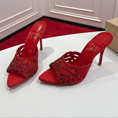 Christian Louboutin 2026 Lasera Strass 100mm Mules Lambskin 780417