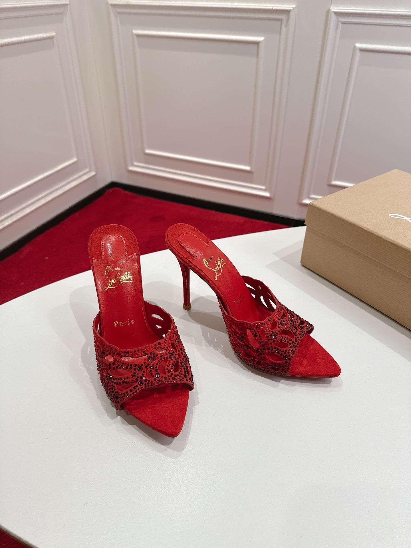 Christian Louboutin 2026 Lasera Strass 100mm Mules Lambskin 780417