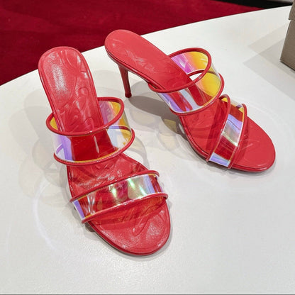 Christian Louboutin 2026 Just Loubi 100mm Mules PVC Lambskin 780411