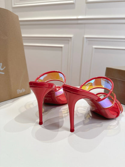 Christian Louboutin 2026 Just Loubi 100mm Mules PVC Lambskin 780411