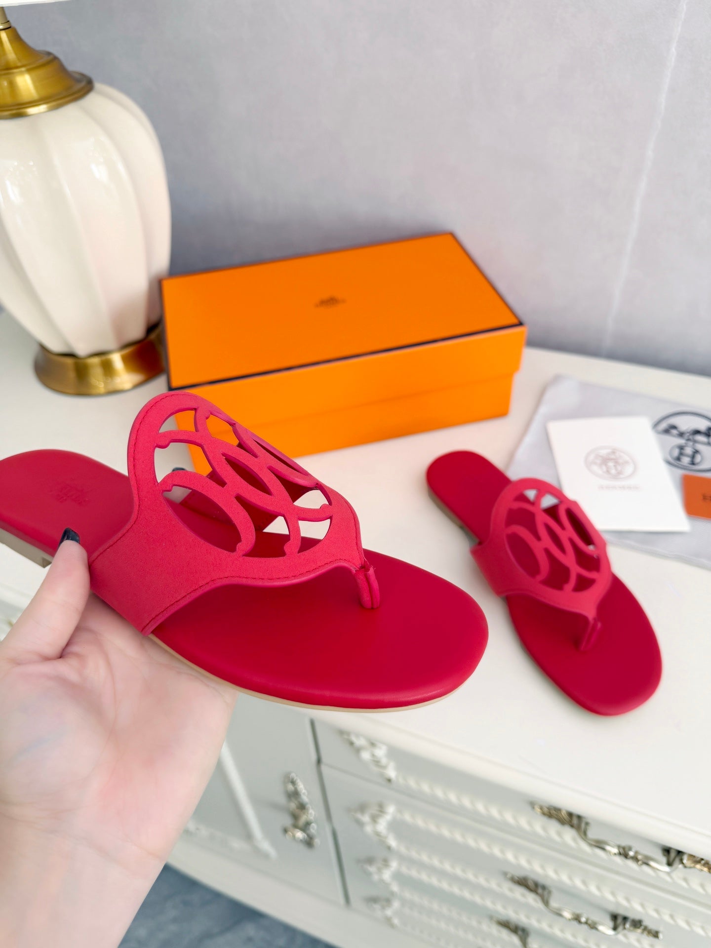 HM 26ss Pig-Nose Slipper Red Leather 605907
