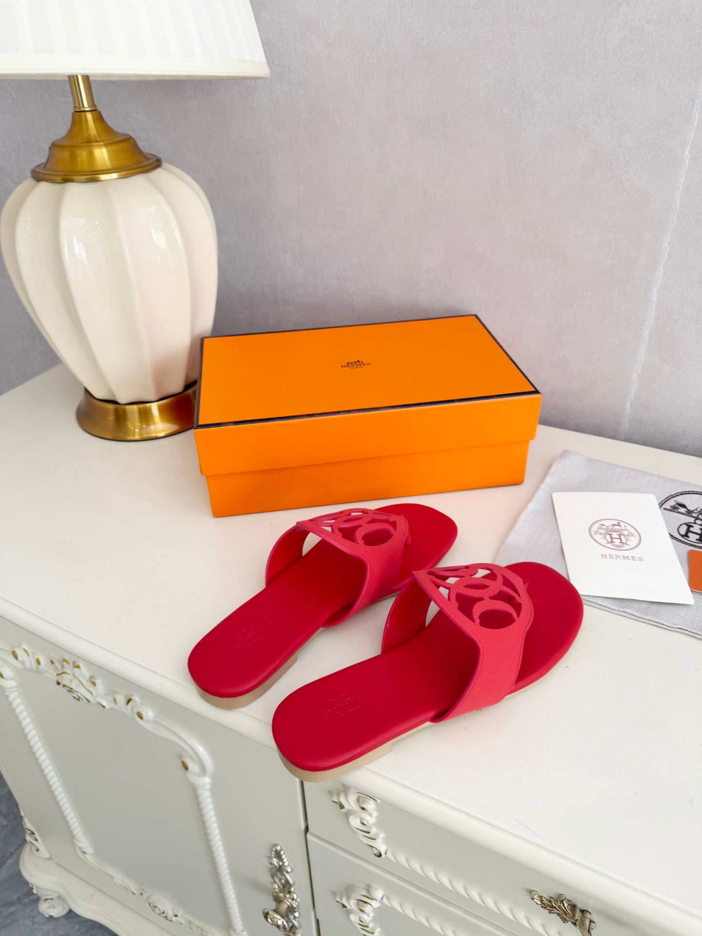 HM 26ss Pig-Nose Slipper Red Leather 605907