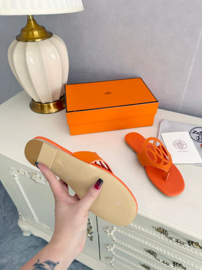 HM 26ss Pig-Nose Slipper Orange Leather 605908