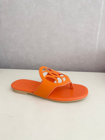 HM 26ss Pig-Nose Slipper Orange Leather 605908
