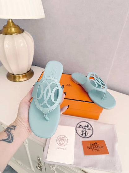 HM 26ss Pig-Nose Slipper Baby Blue Leather 605910