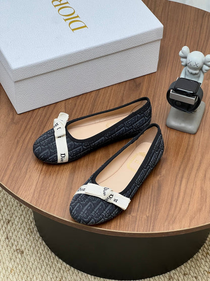 Dior 2026 Oblique Pattern Ballet Flat Fabric Cowhide 846593