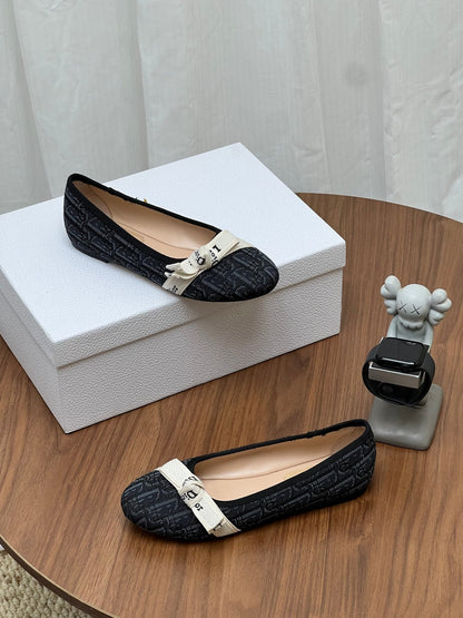 Dior 2026 Oblique Pattern Ballet Flat Fabric Cowhide 846593
