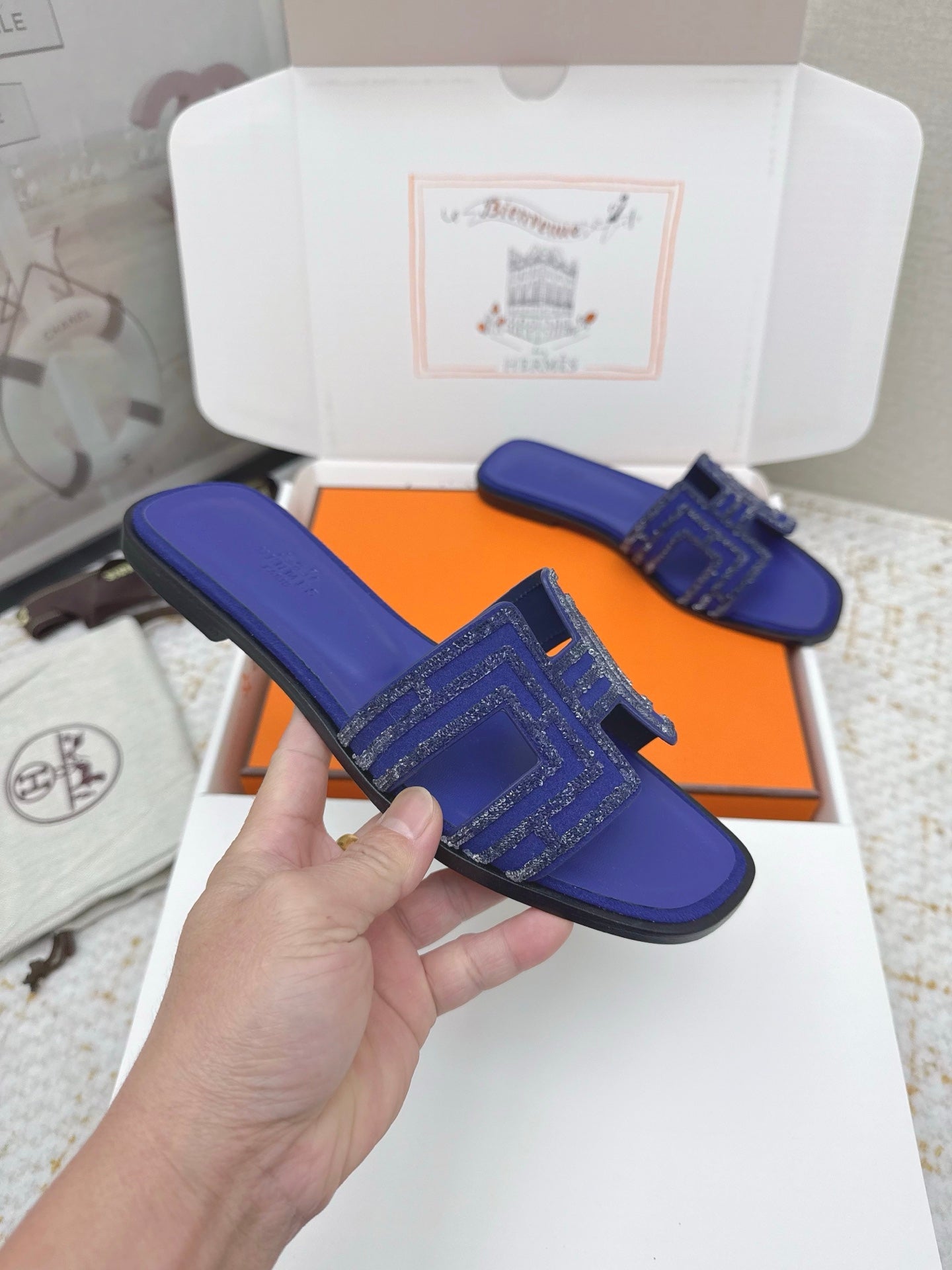 HM 26ss Oran Sandals Cobalt Blue Cowhide 625225