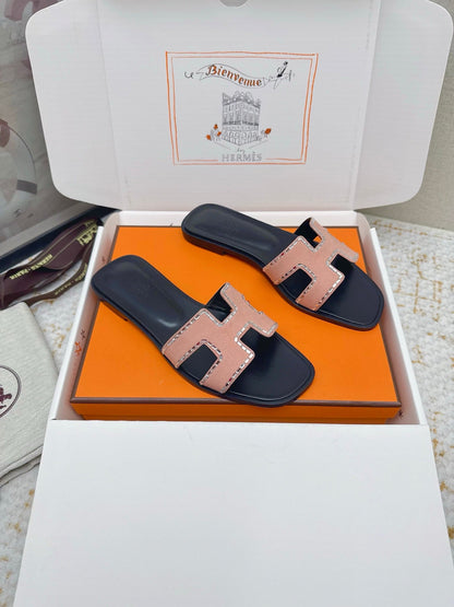HM 26ss Oran Sandals Black Light Pink Suede Sheepskin 625237