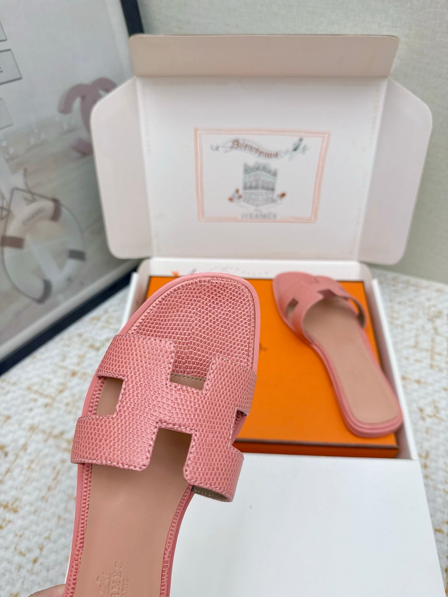 HM 26ss Oran Sandals Pink Cowhide 625041