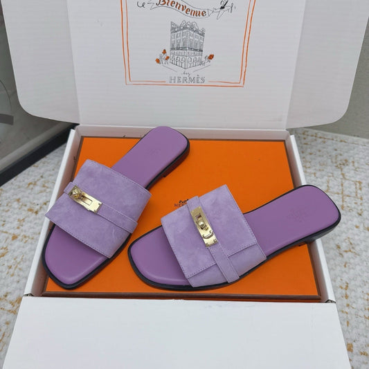 HM 26ss Oasis Sandals Purple Suede Cowhide 625147