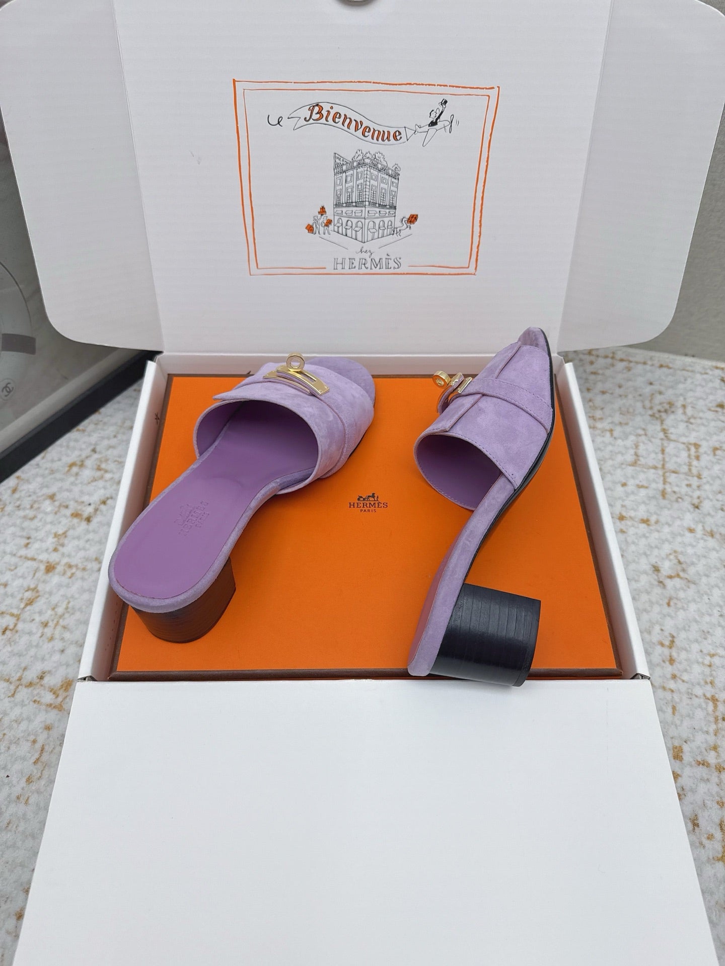 HM 26ss Oasis Sandals 50 Purple Suede Cowhide 625150
