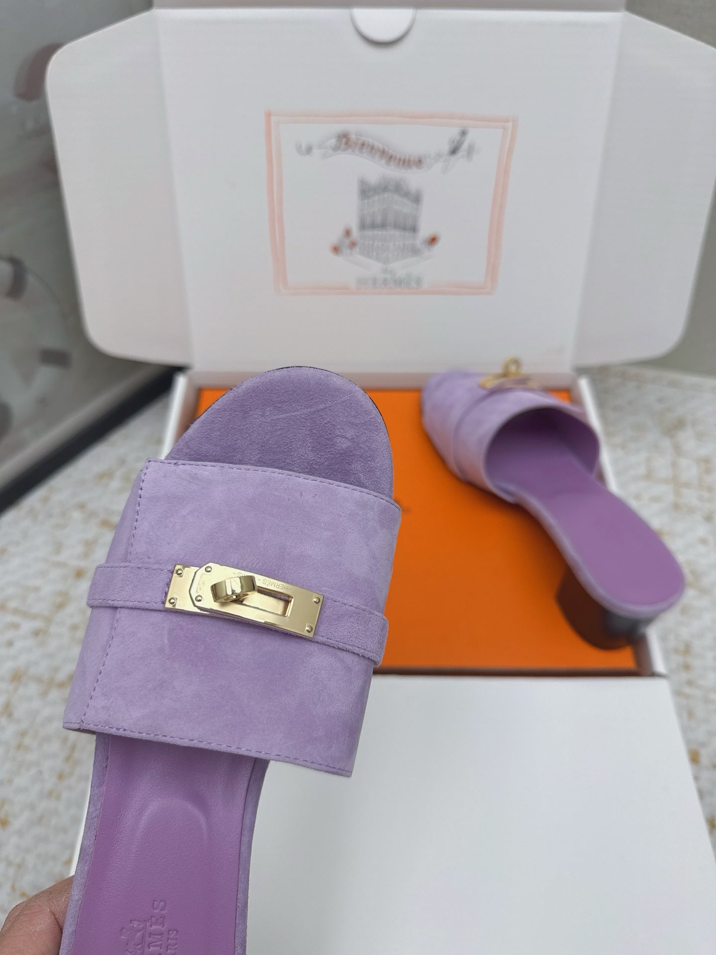 HM 26ss Oasis Sandals 50 Purple Suede Cowhide 625150